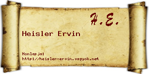 Heisler Ervin névjegykártya